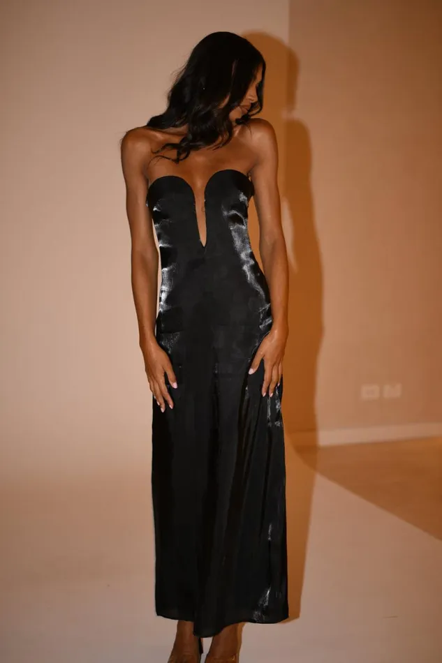 Meshki Midi Dresses Women Chantelle Liquid Satin Midi Dress 8211 Black Black Meshki Midi Dresses Women Chantelle Liquid Satin Midi Dress 8211 Black Black