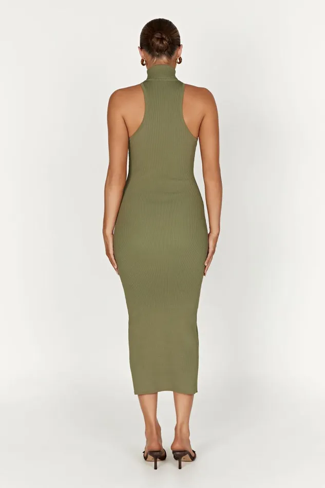 Meshki Midi Dresses Women Connie Turtleneck Knit Midi Dress 8211 Olive Olive