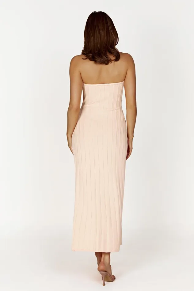 Meshki Midi Dresses Women Dolce Extreme Rib Strapless Midi Dress 8211 Apricot Apricot