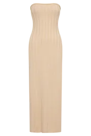 Meshki Midi Dresses Women Dolce Extreme Rib Strapless Midi Dress 8211 Apricot Apricot