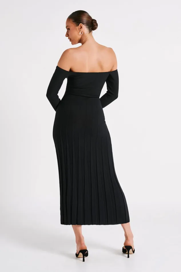 Meshki Midi Dresses Women Emmeline Long Sleeve Rib Knit Midi Dress 8211 Black Black