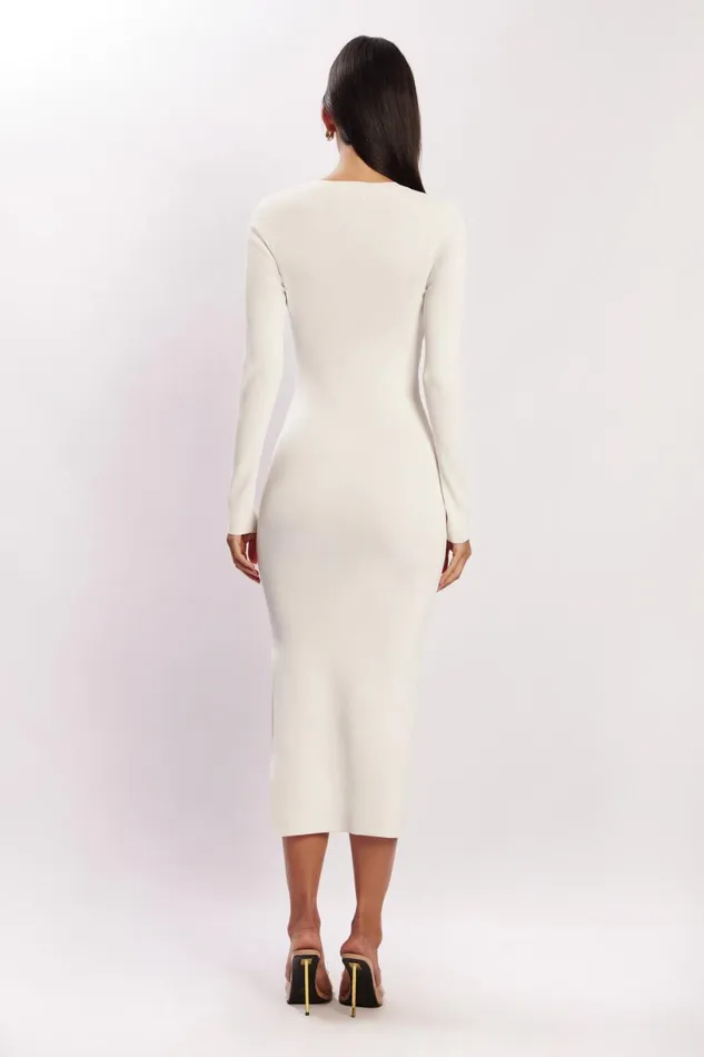 Meshki Midi Dresses Women Mila Twist Front Knit Midi Dress 8211 White White