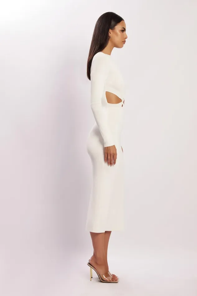 Meshki Midi Dresses Women Mila Twist Front Knit Midi Dress 8211 White White