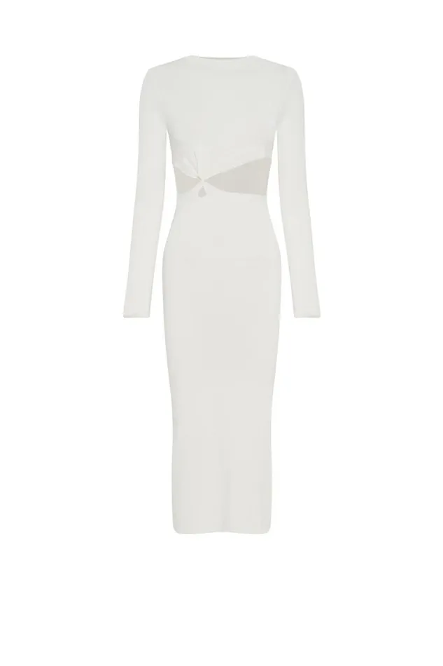 Meshki Midi Dresses Women Mila Twist Front Knit Midi Dress 8211 White White
