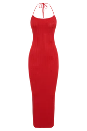 Meshki Midi Dresses Women Morgan Halter Knit Midi Dress 8211 Red Red