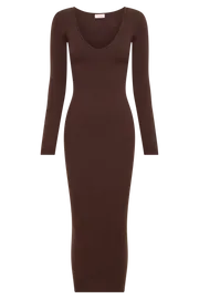 Meshki Midi Dresses Women Nina Long Sleeve Knit Midi Dress 8211 Chocolate Chocolate