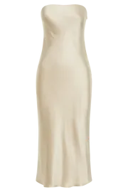 Meshki Midi Dresses Women Tyler Strapless Satin Midi Dress 8211 Gold Gold