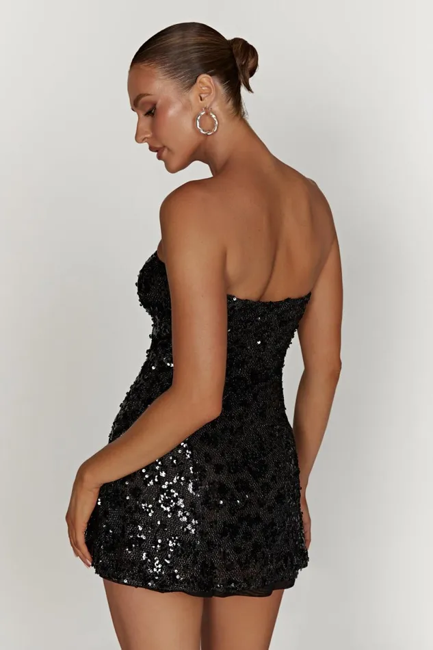 Meshki Mini Dresses Women Everleigh Strapless Sequin Mini Dress 8211 Black Black