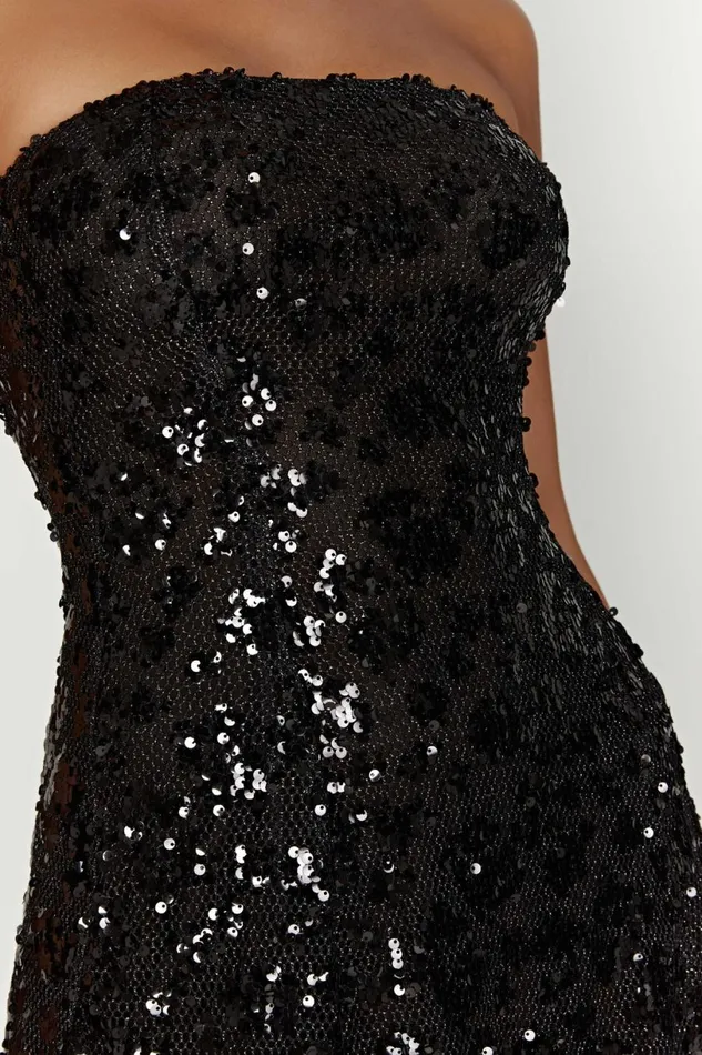 Meshki Mini Dresses Women Everleigh Strapless Sequin Mini Dress 8211 Black Black