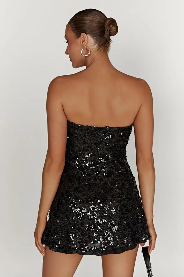Meshki Mini Dresses Women Everleigh Strapless Sequin Mini Dress 8211 Black Black