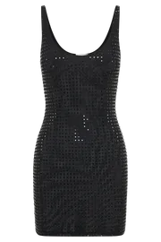Meshki Mini Dresses Women Presley Square Diamante Mini Dress 8211 Black Black