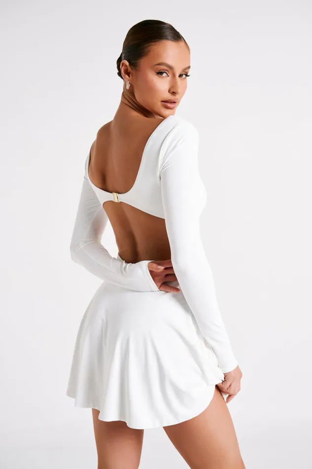 Meshki Mini Dresses Women Renee Recycled Nylon Long Sleeve Mini Dress 8211 White White