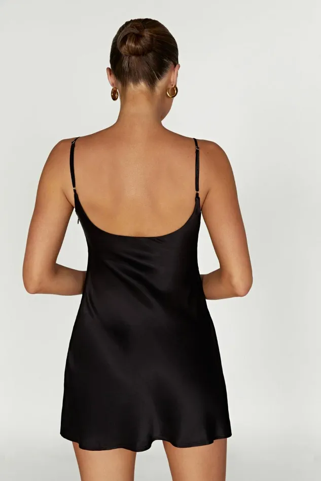 Meshki Mini Dresses Women Valentina Satin Mini Dress 8211 Black Black