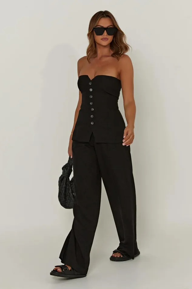Meshki Pants Women Adina Linen Pant 8211 Black Black