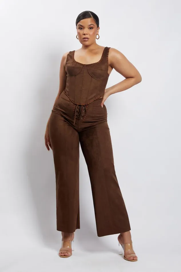Meshki Pants Women Audrey Suede Wideleg Pants 8211 Chocolate Chocolate Meshki Pants Women Audrey Suede Wideleg Pants 8211 Chocolate Chocolate