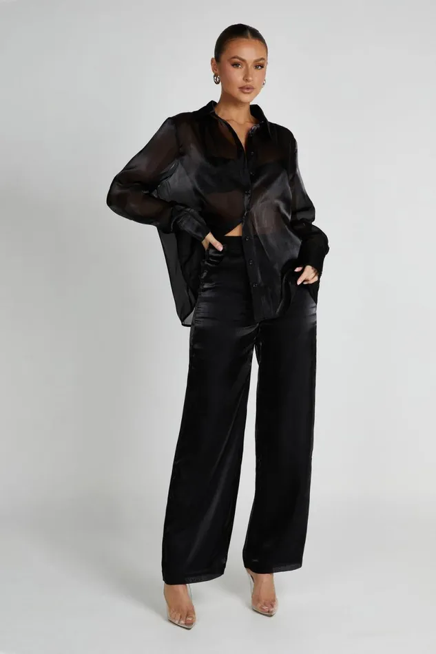 Meshki Pants Women Kinsley Sheer Pants 8211 Black Black