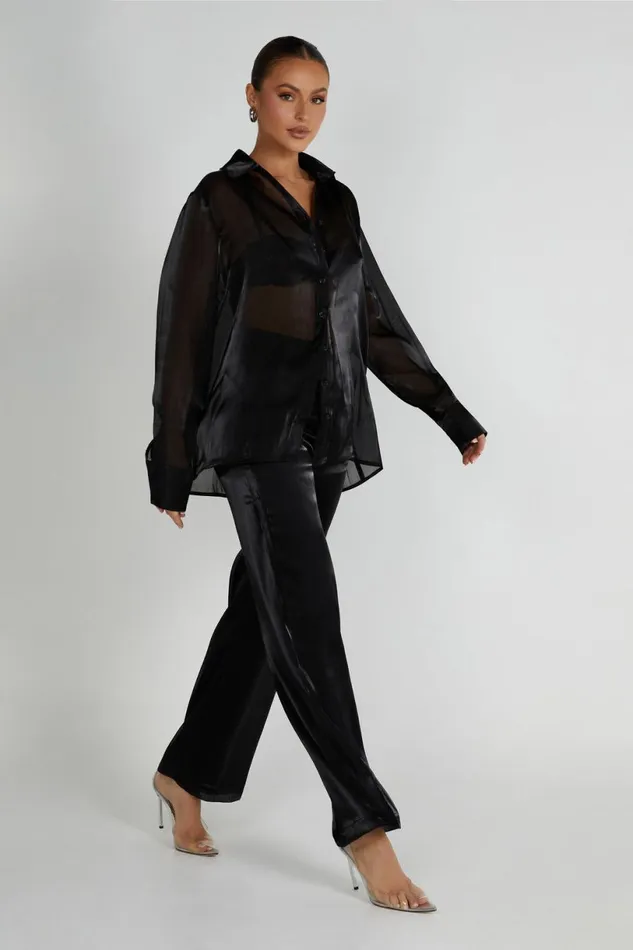 Meshki Pants Women Kinsley Sheer Pants 8211 Black Black