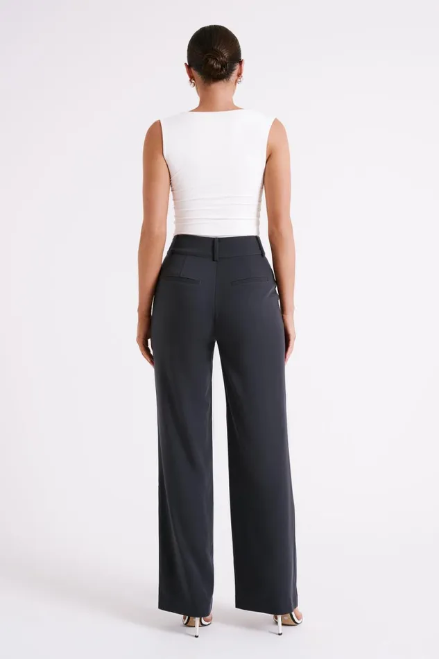 Meshki Pants Women Lisa High Waist Suiting Trousers 8211 Charcoal Charcoal