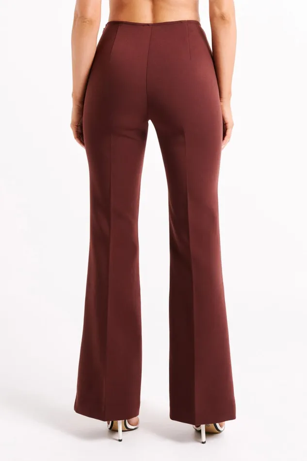 Meshki Pants Women Loretta Fit and Flare Tailored Pant 8211 Chocolate Chocolate