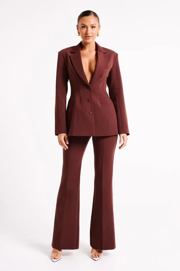 Meshki Pants Women Loretta Fit and Flare Tailored Pant 8211 Chocolate Chocolate