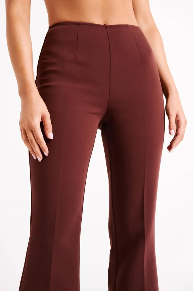 Meshki Pants Women Loretta Fit and Flare Tailored Pant 8211 Chocolate Chocolate