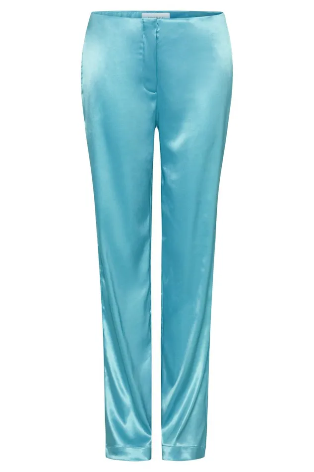 Meshki Pants Women Nicolette Low Rise Satin Pants 8211 Aquamarine Aquamarine