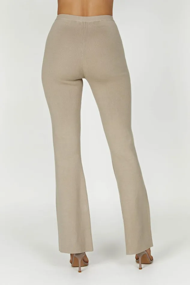 Meshki Pants Women Rosetta Flare Knit Pants 8211 Taupe Taupe
