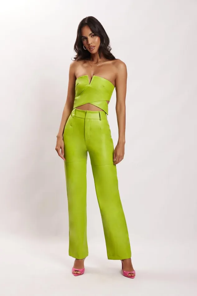 Meshki Pants Women Sima Faux Leather High Waist Pants 8211 Lime Green Limegreen Meshki Pants Women Sima Faux Leather High Waist Pants 8211 Lime Green Limegreen