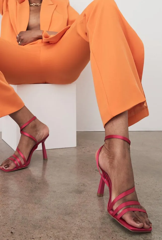 Meshki Shoes Women Lena Three Strap Satin Heels 8211 Pink Pink Meshki Shoes Women Lena Three Strap Satin Heels 8211 Pink Pink