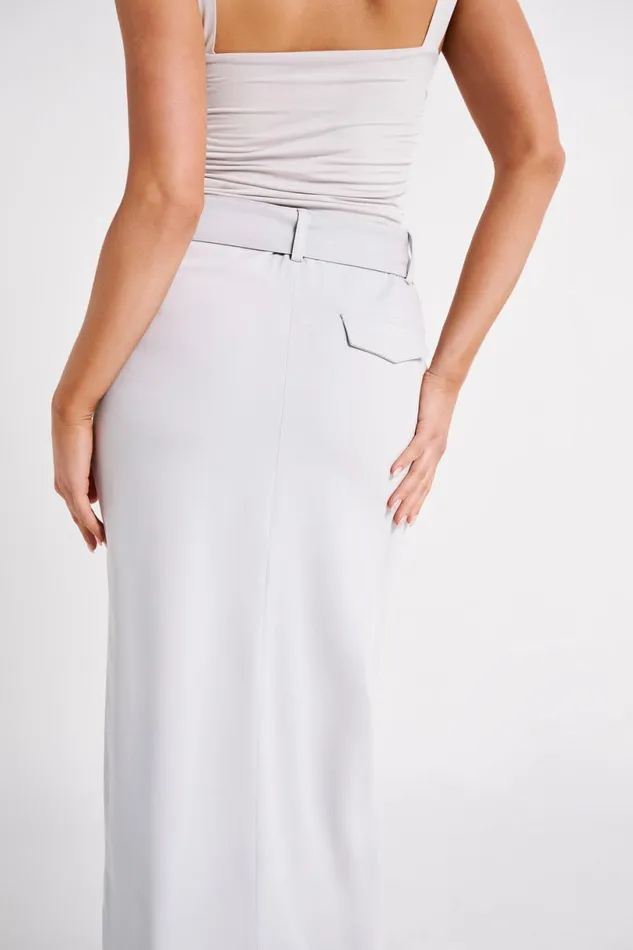 Meshki Skirts Women Daria Suiting Midi Skirt 8211 Ice Grey Icegrey
