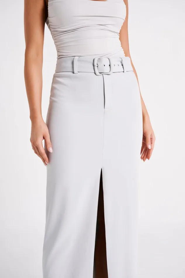 Meshki Skirts Women Daria Suiting Midi Skirt 8211 Ice Grey Icegrey