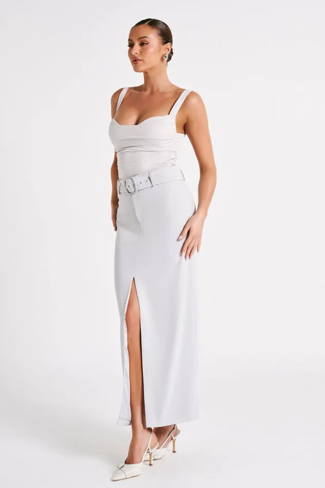 Meshki Skirts Women Daria Suiting Midi Skirt 8211 Ice Grey Icegrey