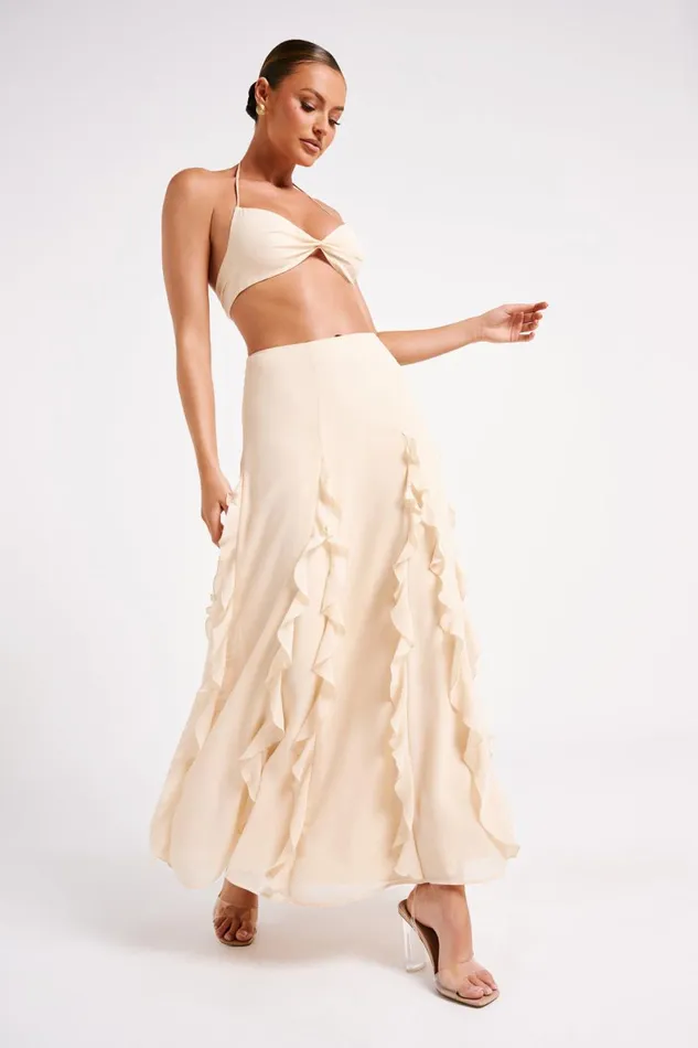 Meshki Skirts Women Ines Ruffle Maxi Skirt 8211 Sand Sand