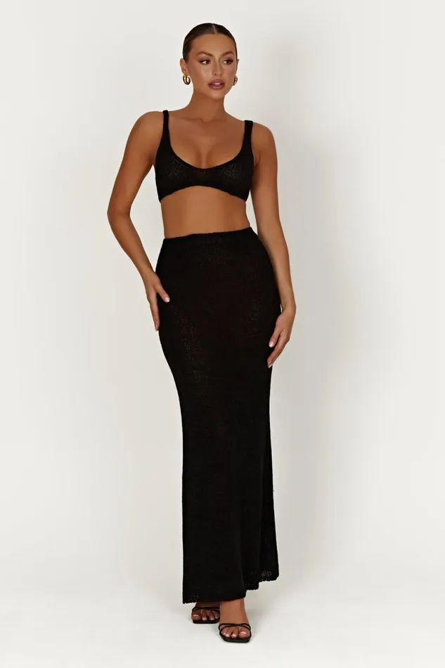 Meshki Skirts Women Mary Knit Maxi Skirt 8211 Black Black