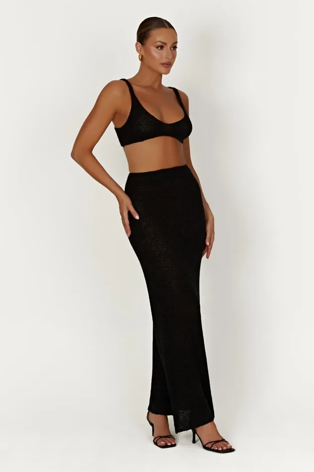 Meshki Skirts Women Mary Knit Maxi Skirt 8211 Black Black