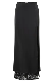 Meshki Skirts Women Mia Satin Lace Midi Skirt 8211 Black Black