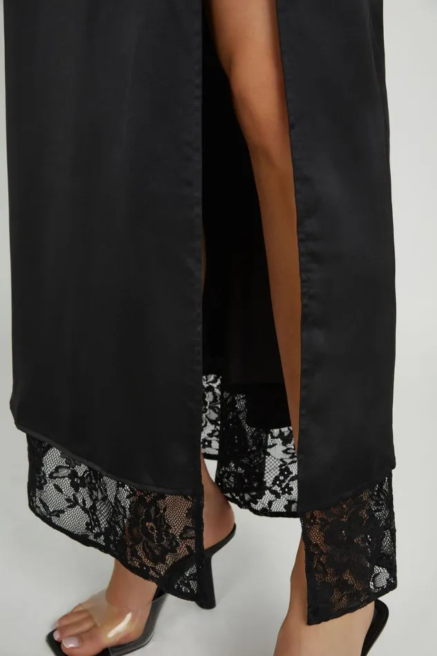 Meshki Skirts Women Mia Satin Lace Midi Skirt 8211 Black Black