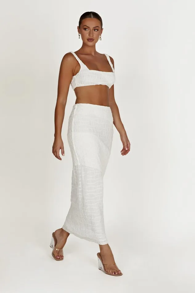 Meshki Skirts Women Nyah Textured Midi Skirt 8211 White White
