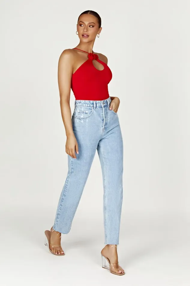 Meshki Sleeveless Tops Women Adeline Rose Halter Top 8211 Red Red