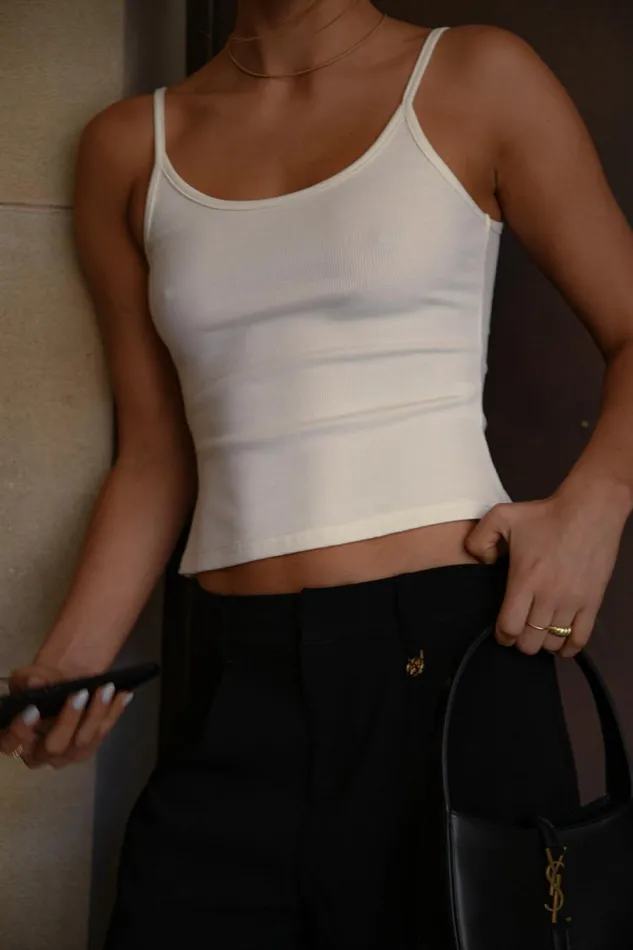 Meshki Sleeveless Tops Women Alexis Ribbed Cami Longline Top 8211 White White