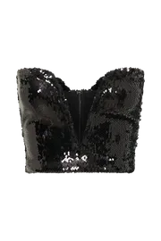 Meshki Sleeveless Tops Women Zariah Strapless Sequin V Corset 8211 Black Black