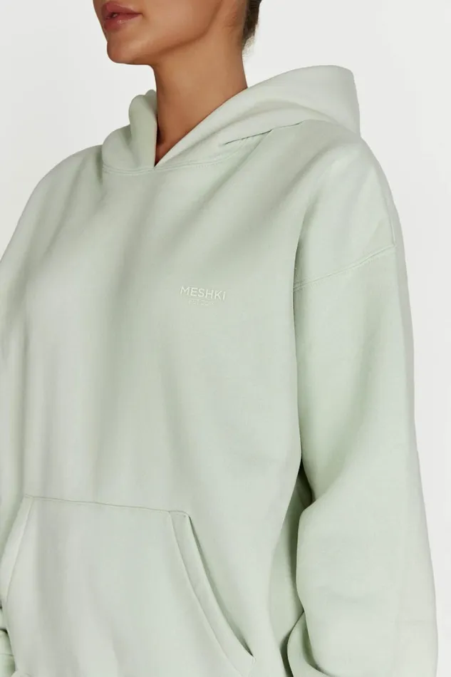 Meshki Sweaters and Hoodies Women Bernie Oversized Unisex Hoodie 8211 Light Sage Lightsage