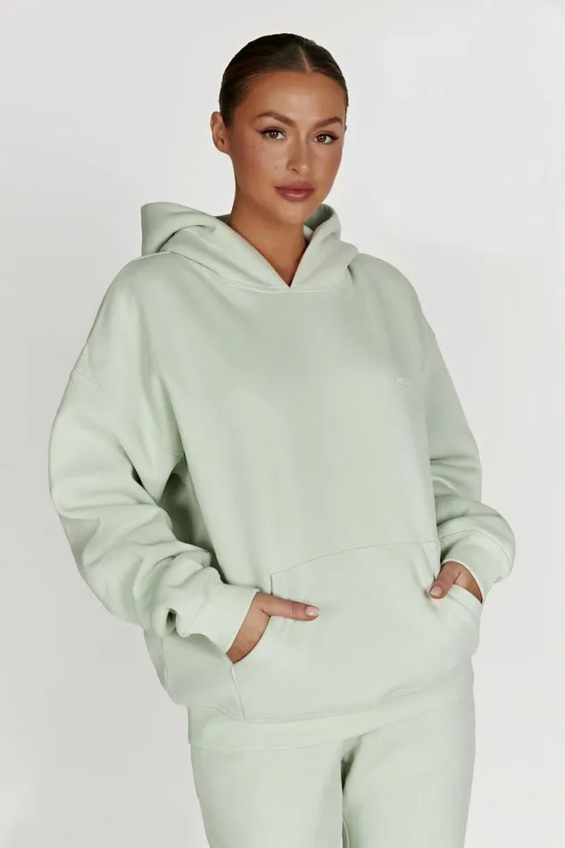 Meshki Sweaters and Hoodies Women Bernie Oversized Unisex Hoodie 8211 Light Sage Lightsage