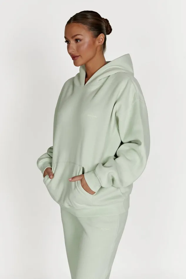 Meshki Sweaters and Hoodies Women Bernie Oversized Unisex Hoodie 8211 Light Sage Lightsage