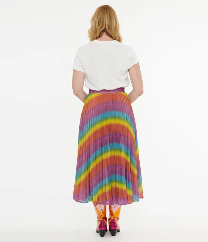 Metallic Rainbow Always Stand Out Midi Skirt DressesClothing Unique Vintage Skirts