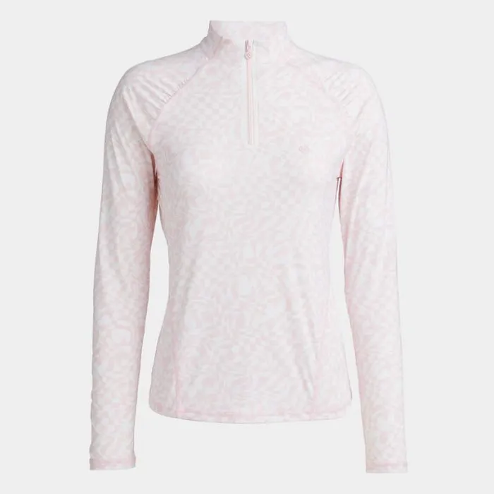Mid Layers Women GFORE DISTORTED CHECK SILKY TECH NYLON RUCHED QUARTER ZIP PULLOVER Cameo Mid Layers Women GFORE DISTORTED CHECK SILKY TECH NYLON RUCHED QUARTER ZIP PULLOVER Cameo