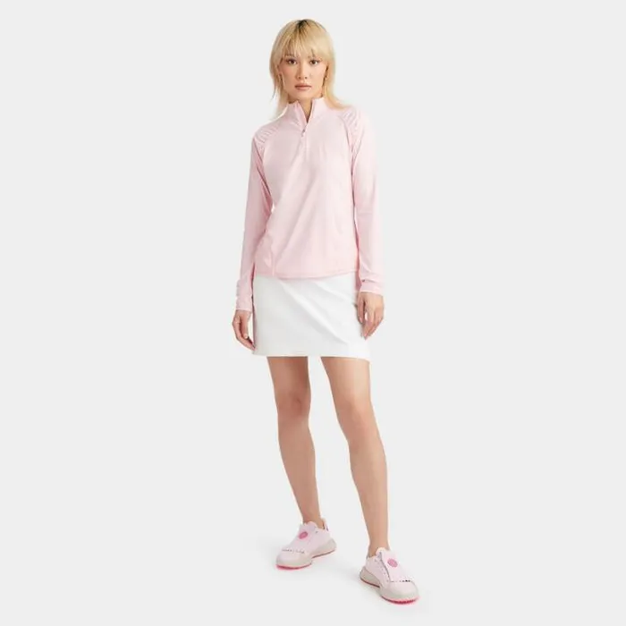 Mid Layers Women GFORE SILKY TECH NYLON RUCHED QUARTER ZIP PULLOVER Trifle