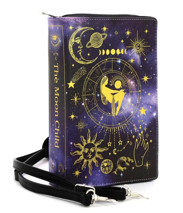 Moon Child Leatherette Book Clutch Bag AccessoriesHalloween Unique Vintage Accessories Moon Child Leatherette Book Clutch Bag AccessoriesHalloween Unique Vintage Accessories