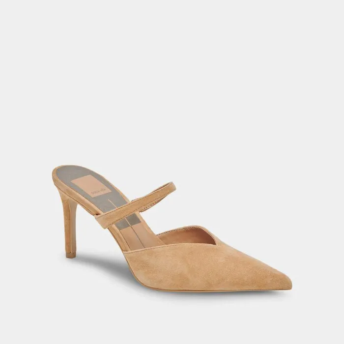 Mules and Clogs Shop Dolce Vita Kanika Wide Heels Tan Suede Tan Suede