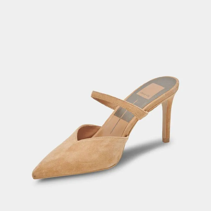 Mules and Clogs Shop Dolce Vita Kanika Wide Heels Tan Suede Tan Suede